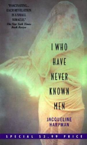 A stark, minimalist dystopian book cover of I Who Have Never Known Men by Jacqueline Harpman, evoking themes of isolation and vast empty landscapes.