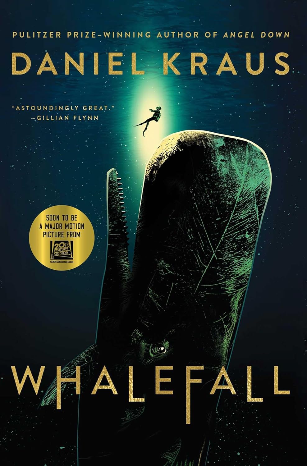 The book cover of Whalefall by Daniel Kraus, illustrating a cinematic and claustrophobic deep-sea thriller concept.
