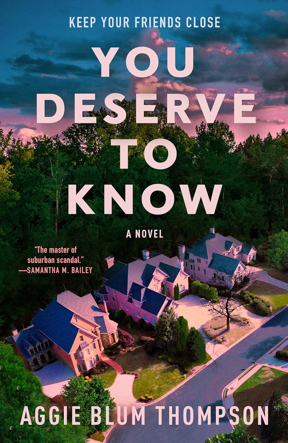 A stark book cover of the domestic psychological thriller You Deserve to Know by Aggie Blum Thompson placed on a modern wooden desk.