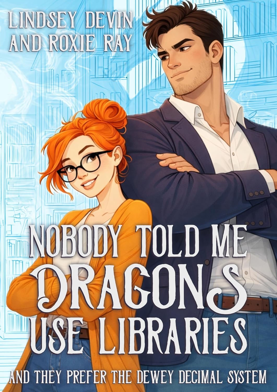 A cozy, ancient magical library interior with soft glowing light lanterns, illustrating the atmosphere of Nobody Told Me Dragons use Libraries by Lindsey Devin.