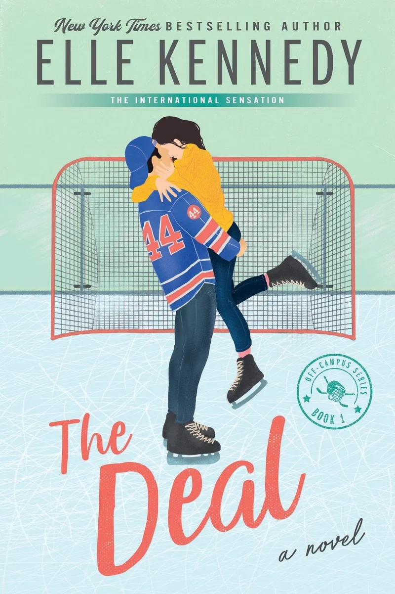 A pristine ice hockey rink surface under stadium lights reflecting a dark, atmospheric sports romance aesthetic for Elle Kennedy's novel The Deal review.